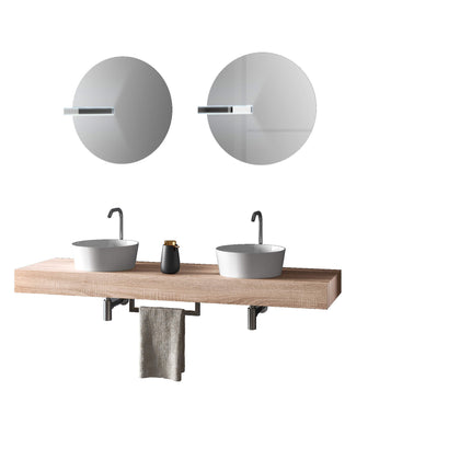 Mobile Bagno Sospeso 165cm Con Doppio Lavabo Doppio Specchio e Lampada