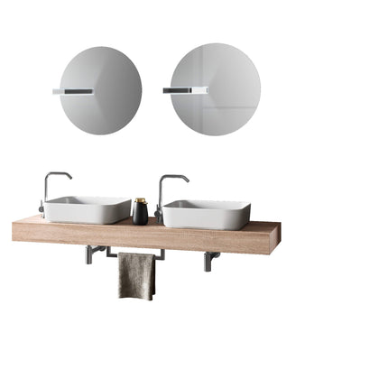 Mobile Bagno Sospeso 165cm Due Lavabi, Due Specchi, Lampade e Porta Asciugamano