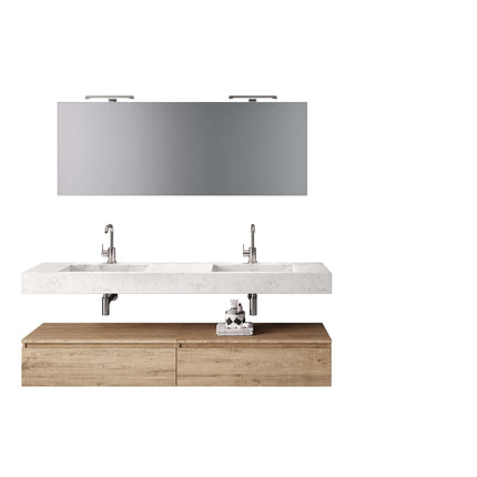 Mobile Bagno Sospeso 180cm Con Vasca Integrata Cassetto E Specchio
