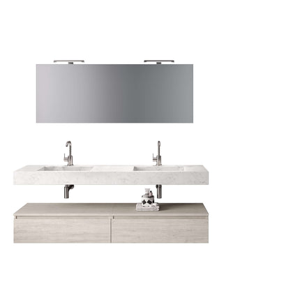 Mobile Bagno Sospeso 180cm Con Vasca Integrata Cassetto E Specchio