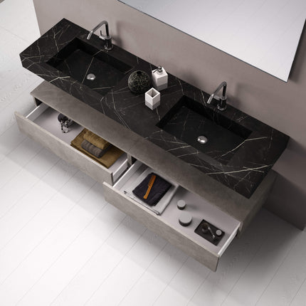 Mobile Bagno Sospeso 180cm Con Vasca Integrata Cassetto E Specchio