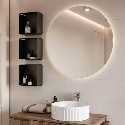 Mobile bagno sospeso 90 cm Noce Bruno con lavabo effetto marmo Calacatta – Verso Legnobagno (dettaglio 1)