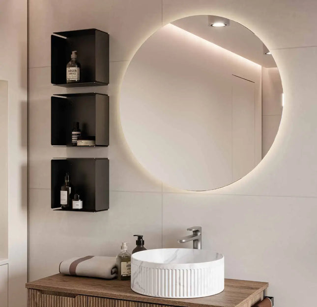 Mobile bagno sospeso 90 cm Noce Bruno con lavabo effetto marmo Calacatta – Verso Legnobagno (dettaglio 1)