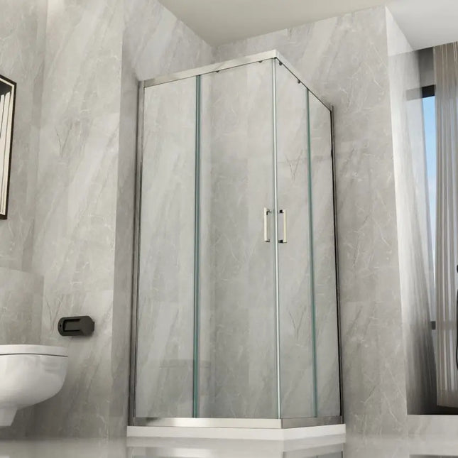 OFFERTA - Set Box Doccia Con Piatto Doccia Mineralmarmo Bianco Incluso