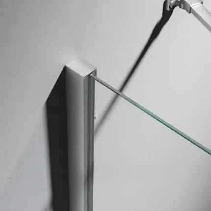 Dettaglio del profilo a muro in alluminio spazzolato e della barra di supporto del cristallo 6mm walk-in