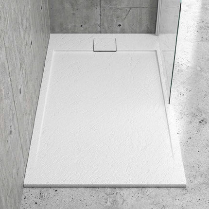 Piatto Doccia Mineralmarmo Bianco Effetto Roccia Spessore 2,3cm