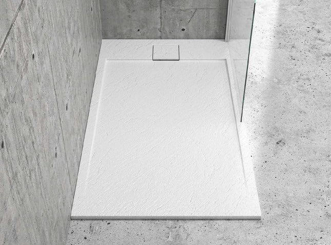 Piatto Doccia Mineralmarmo Bianco Effetto Roccia Spessore 2,3cm