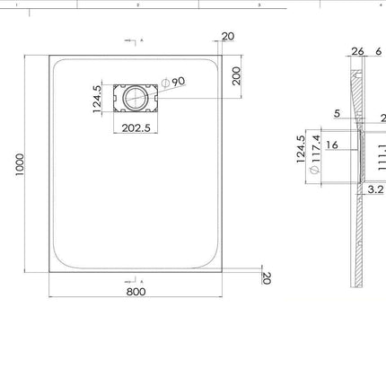 Piatto Doccia Spessore 2,6cm In SMC Effetto Pietra - Bianco
