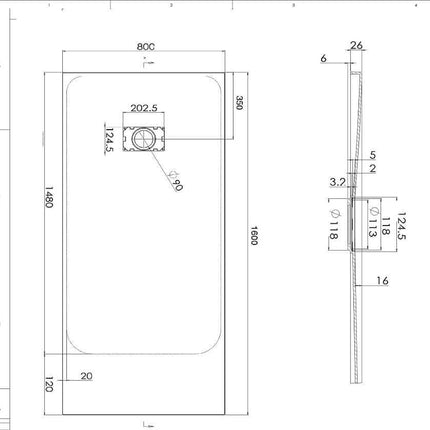 Piatto Doccia Spessore 2,6cm In SMC Effetto Pietra - Bianco