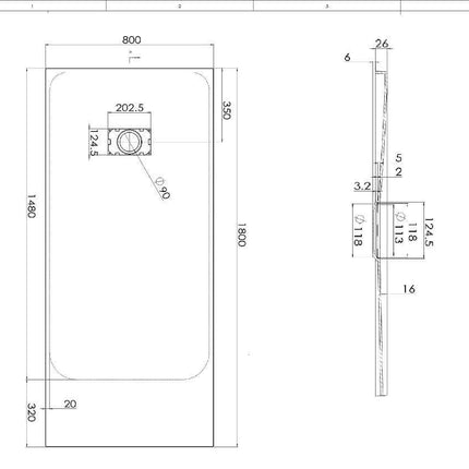 Piatto Doccia Spessore 2,6cm In SMC Effetto Pietra - Bianco