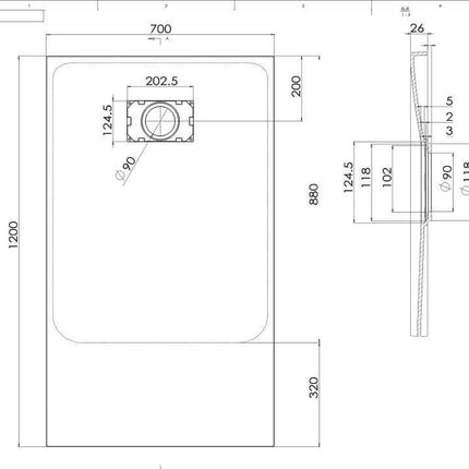Piatto Doccia Spessore 2,6cm In SMC Effetto Pietra - Bianco