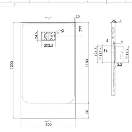Piatto Doccia Spessore 2,6cm In SMC Effetto Pietra - Grigio Chiaro