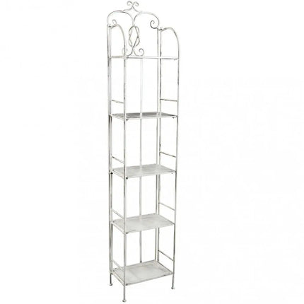 Scaffale Slim Stile Provenzale Ferro Bianco 5 Ripiani