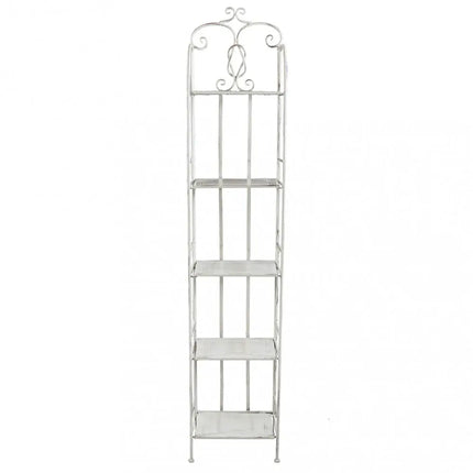 Scaffale Slim Stile Provenzale Ferro Bianco 5 Ripiani