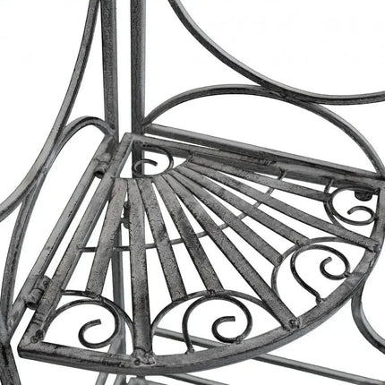 Scaffale Angolare Stile Provenzale Ferro Bianco Intagliato 3 Ripiani