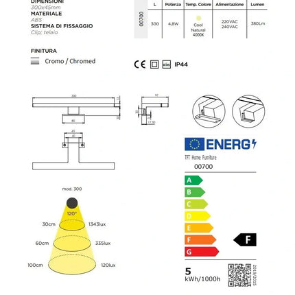 Composizione Bagno 120cm Sospesa Due Cassetti E Specchio Con Led Integrato