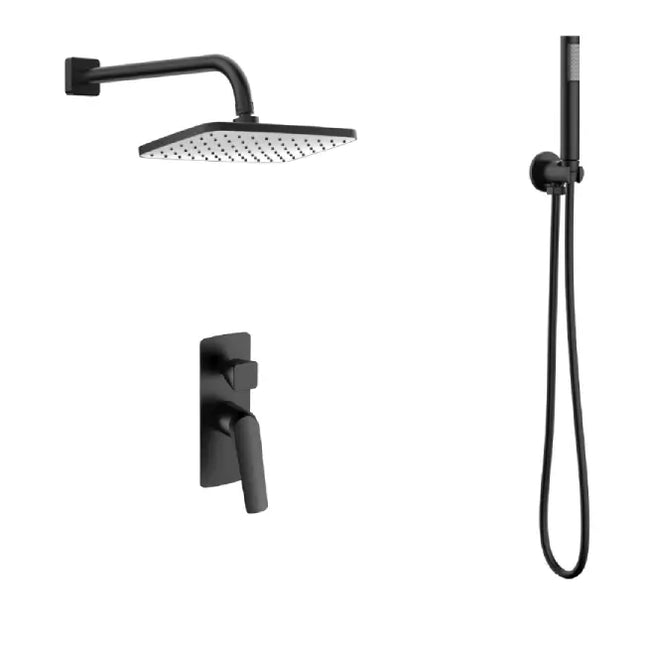 Set doccia LEA gun metal a incasso con soffione quadrato su sfondo bianco