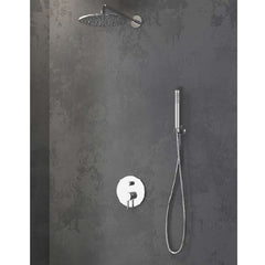 Set doccia termostatico cromato a incasso con soffione rotondo in bagno moderno
