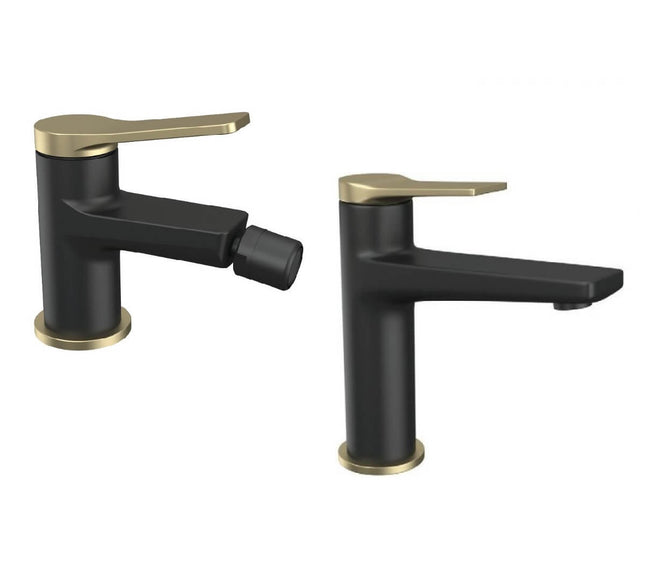 Set Rubinetteria Lavabo e Bidet Colore Nero Opaco e Bronze