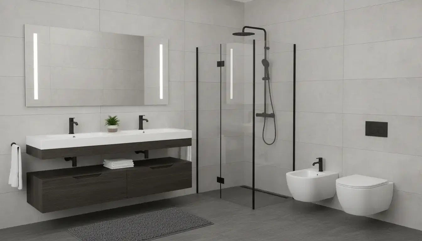 Architetto che seleziona materiali e finiture per arredo bagno su Shopbagno