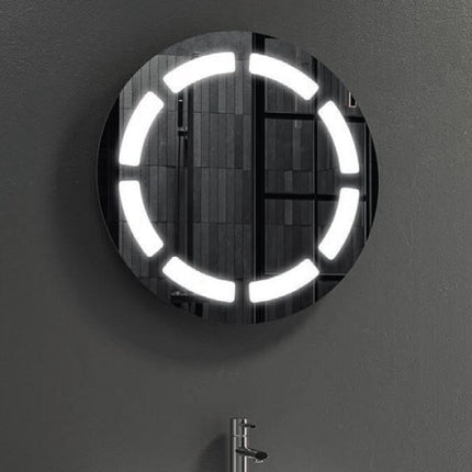Specchiera Rotonda Per Bagno Con Luce Led E Armadio Contenitore