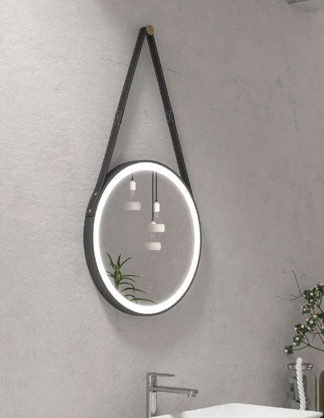 Specchio Da Bagno Con Cinghia E Cornice Led 50cm