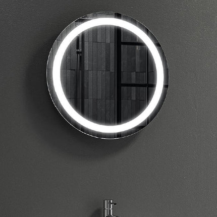 Specchio Rotondo Per Bagno Con Contenitore E Luce Led Nascosta