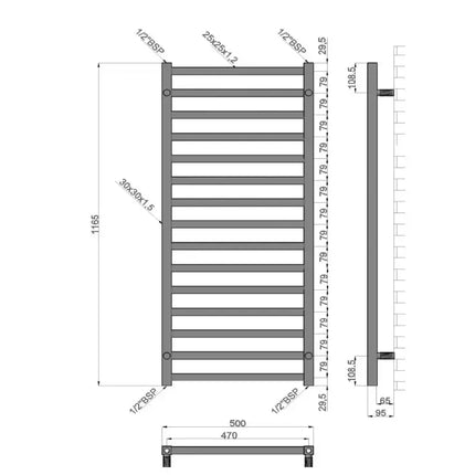 Termoarredo Scaldasalviette Cromato Design Moderno - Karnak