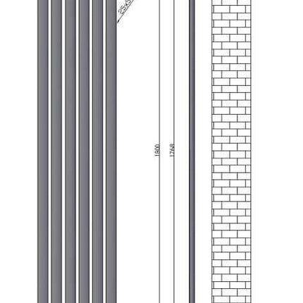 Termoarredo Radiatore Cromato Tubi Verticali Design - 180x42