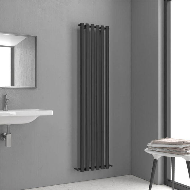 Termoarredo Radiatore Nero Opaco Tubi Verticali Design - 180x42
