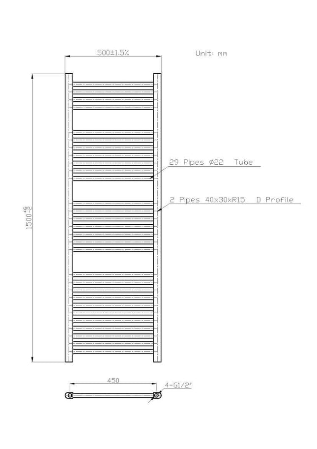 Termoarredo Scaldasalviette Bagno cm 150x50