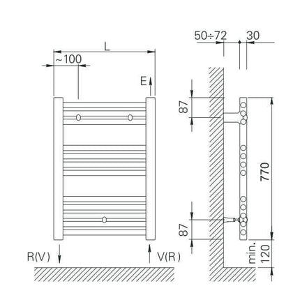 Termoarredo Scaldasalviette Bianco - 77x50
