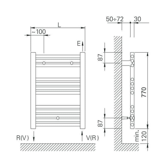 Termoarredo Scaldasalviette Bianco - 77x50