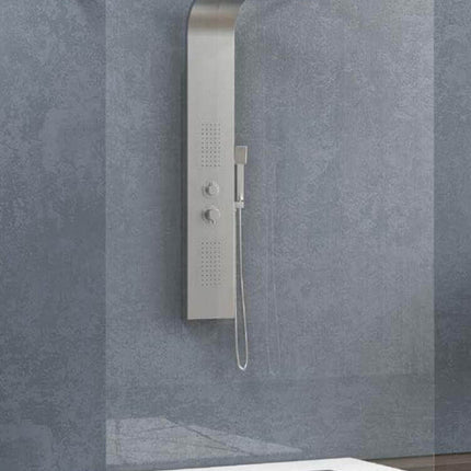 Walk-in doppio ingresso cristallo 8mm H200cm con colonna doccia in acciaio e piatto doccia rettangolare