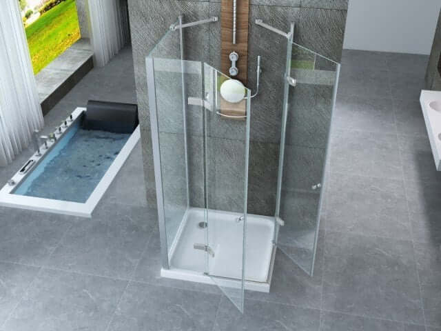 Box Doccia Tre Lati Doppia Anta Battente Trasparente 8mm - Taurus 70x90x70